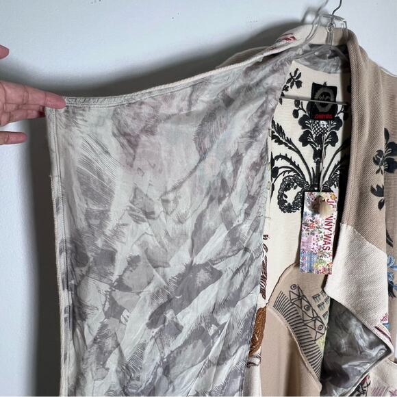 NEW Johnny Was BIYA Embroidered Longline Knit Vest XL Draped Boho Patch Pockets - Picture 6 of 9